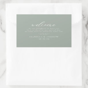 Italian Solid Sage Green Welcome Wedding   Rectangular Sticker