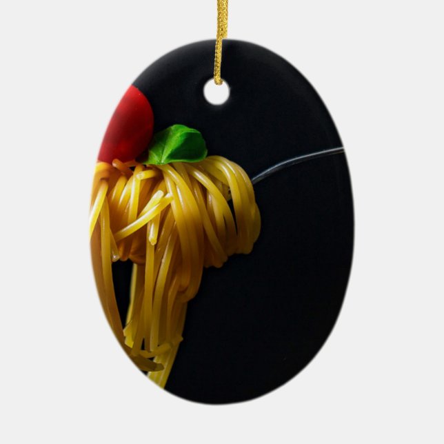 Italian Spaghetti Pasta Tomato Noodle Ceramic Tree Decoration (Front)