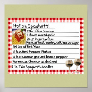 Italian Spaghetti Recipe Poster