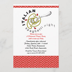Italian Spaghetti Rehearsal Dinner Invitation