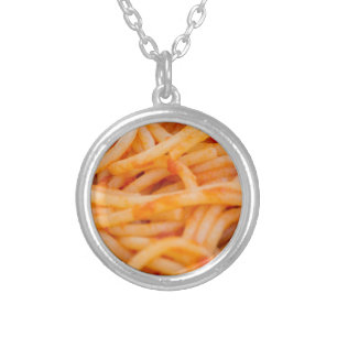 italian spaghetti silver plated necklace