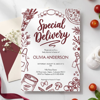 Italian Special Delivery Whimsical Baby Shower Inv Thank You Card