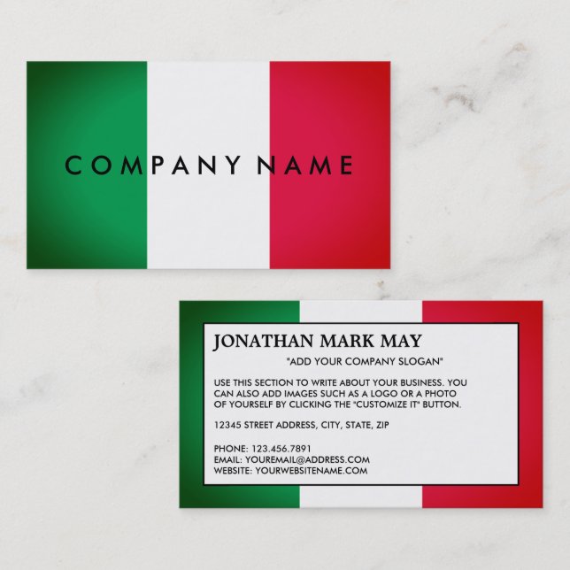 Italian Spotlight Effect Flag, Italy Business Card (Front/Back)