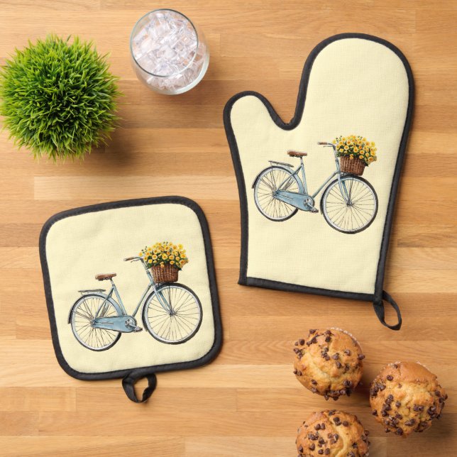 Italian Spring Clipart Oven Mitt & Pot Holder Set (Top Down)