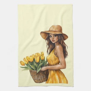 Italian Spring Clipart Tea Towel