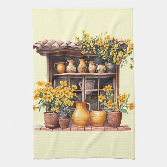 Italian Spring Clipart Tea Towel (Vertical)