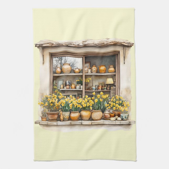 Italian Spring Clipart Tea Towel (Vertical)