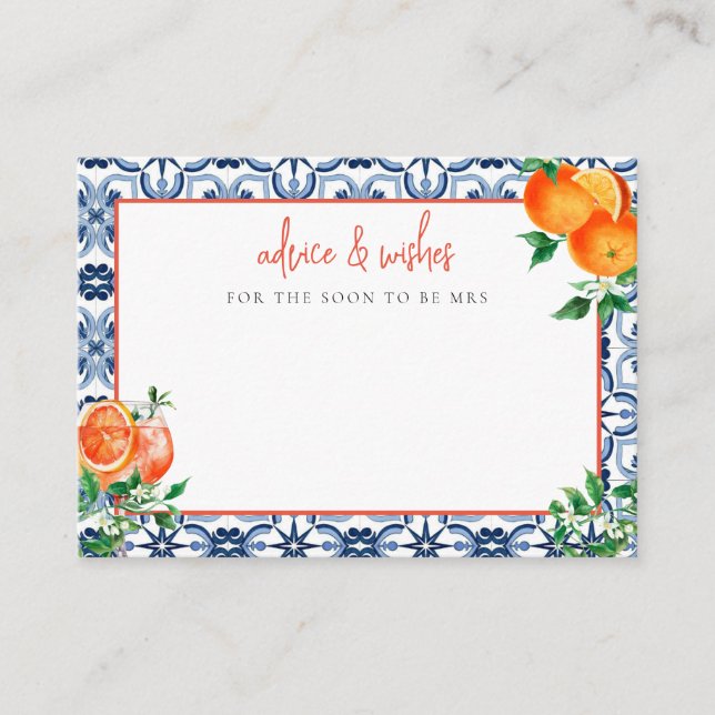 Italian Spritz Advice and Wishes Card  (Front)