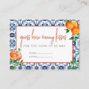 Italian Spritz How Many Kisses Shower Game Answer  Enclosure Card