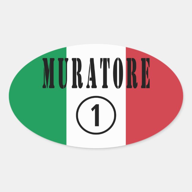 Italian Stonemasons : Muratore Numero Uno Oval Sticker (Front)