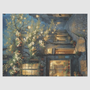 Italian Street at Night Decoupage Tissue Paper
