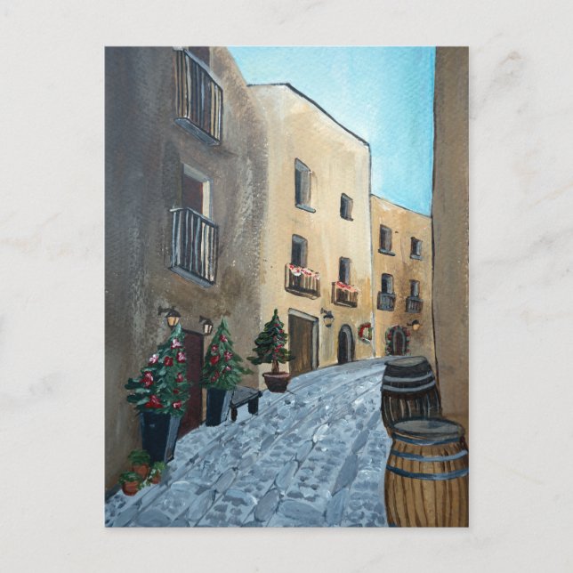 Italian street on Christmas | Sicily, Mediaeval Postcard (Front)