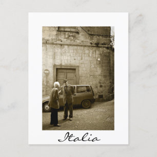 Italian street scene in sepia postcard border