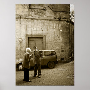 Italian street scene in sepia poster print