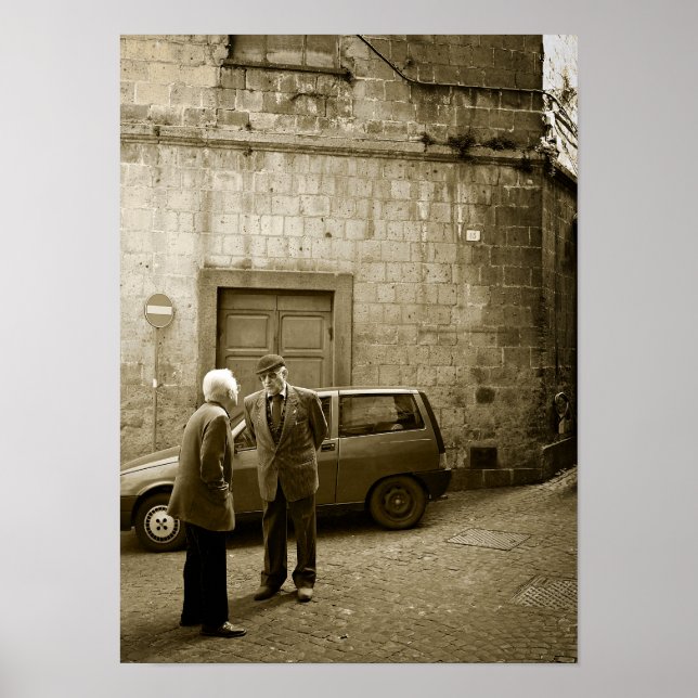 Italian street scene in sepia poster print (Front)