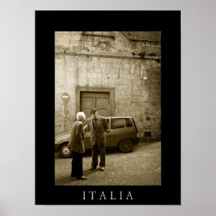 Italian street scene sepia and black poster print