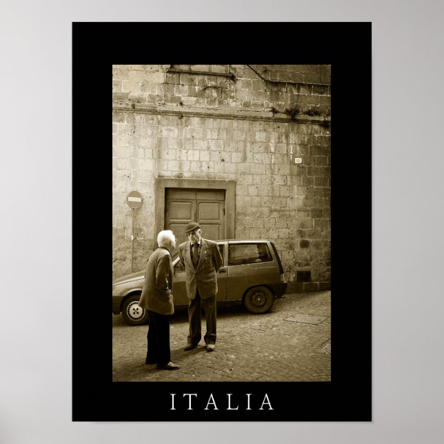 Italian street scene sepia and black poster print (Front)
