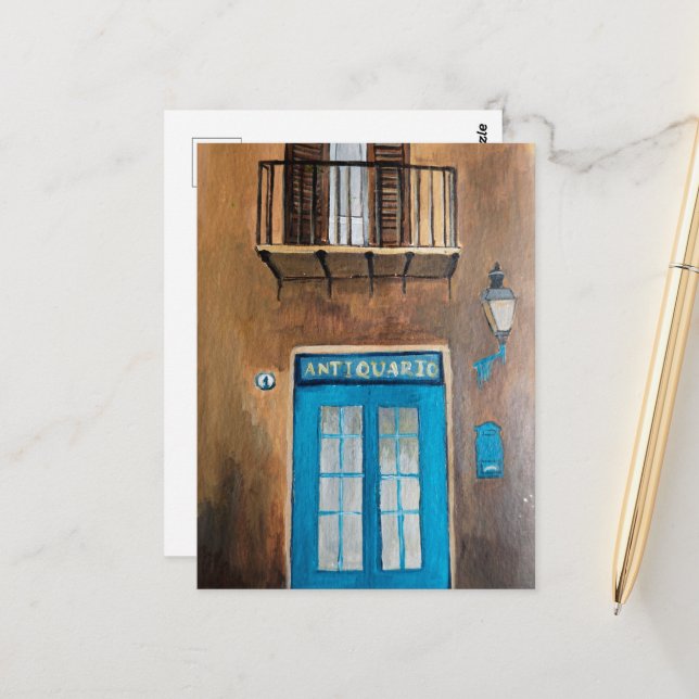 Italian Street | Sicily | Travel | Door Postcard (Front/Back In Situ)