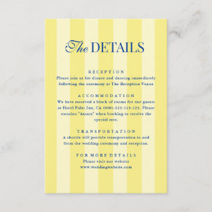 Italian Striped Blue & Yellow Wedding Details Enclosure Card