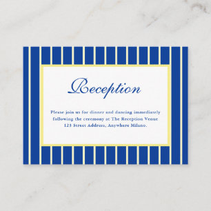 Italian Striped Blue & Yellow Wedding Reception Enclosure Card
