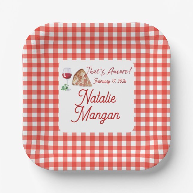 Italian Style Amore 2 Bridal Shower Paper Plate (Front)