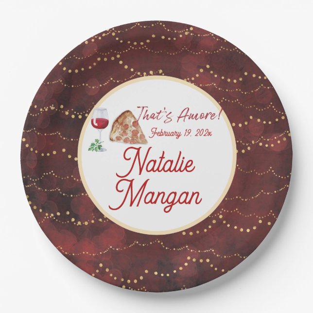 Italian Style Amore Bridal Shower Paper Plate (Front)