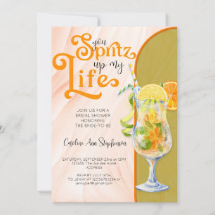 Italian Style Aperol Spritz Cocktail Bridal Shower Invitation
