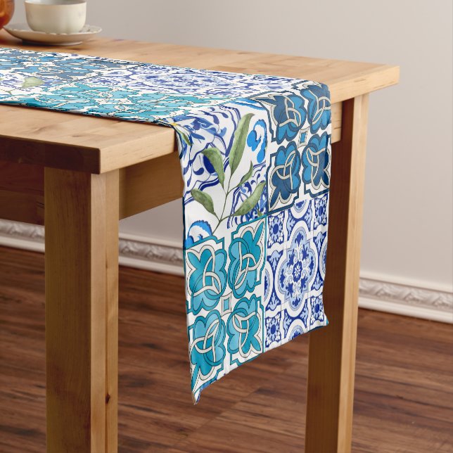 Italian style ,blue tiles          short table runner (In Situ)