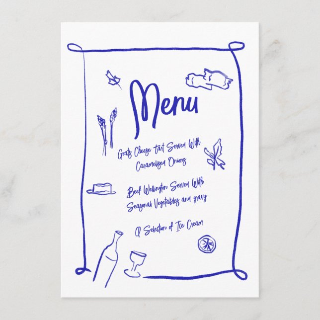 Italian Style Hand Drawn Scribble Party Menu (Front)