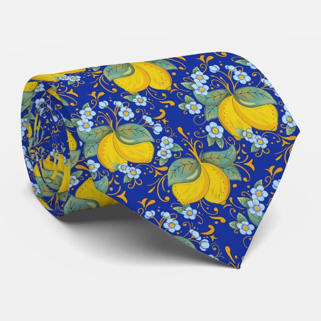 Italian style lemons neck tie (Rolled)