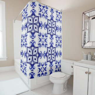 Italian style,majolica,tiles, shower curtain