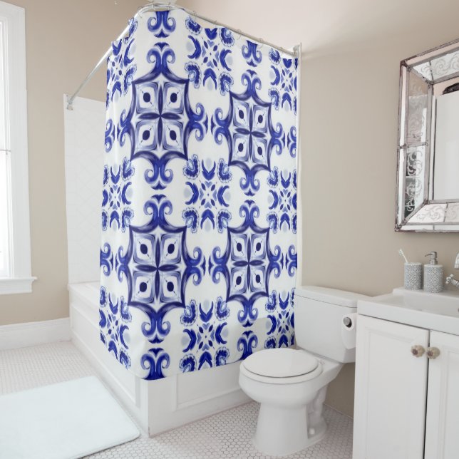 Italian style,majolica,tiles, shower curtain (In Situ)
