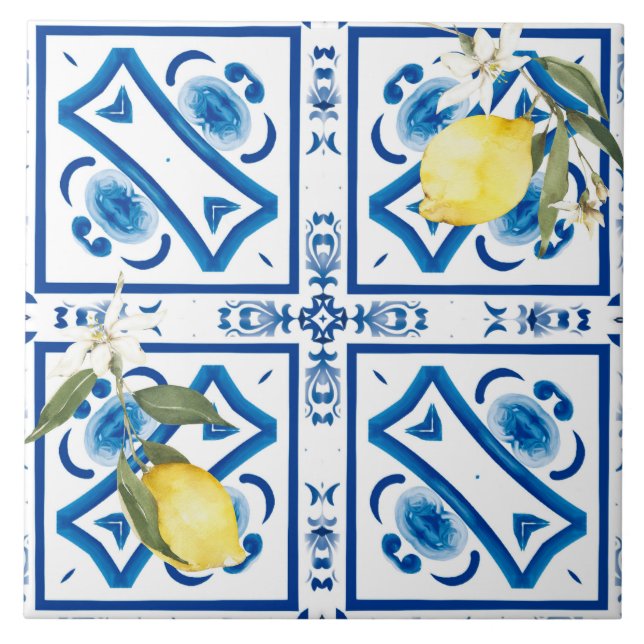 Italian style,mediterranean,majolica,lemon, tile (Front)