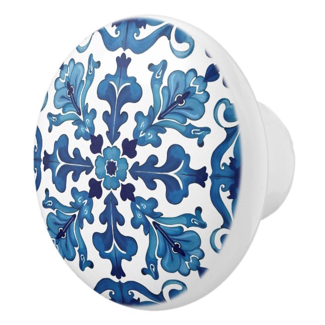 Italian style,Mediterranean,mosaic,blue, Ceramic Knob (Right)
