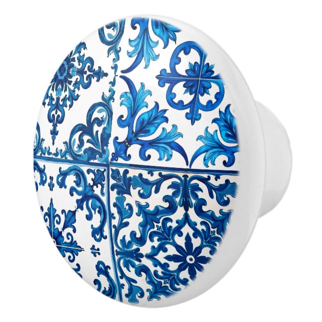 Italian style,Mediterranean,mosaic,blue, Ceramic Knob (Right)