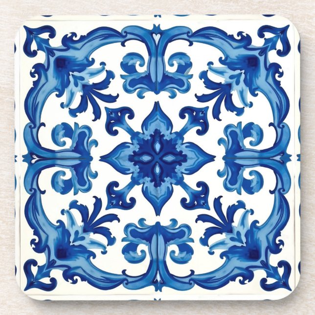 Italian style,Mediterranean,mosaic,blue, Coaster (Front)