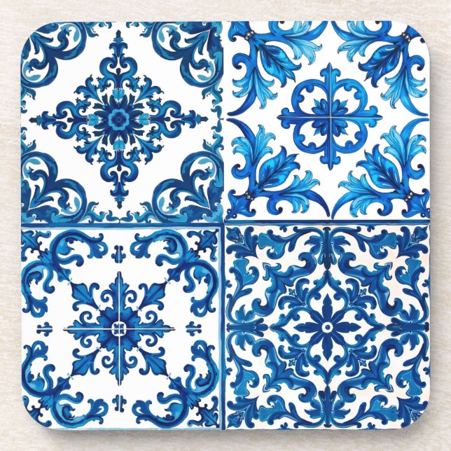 Italian style,Mediterranean,mosaic,blue, Coaster (Front)
