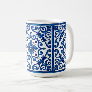 Italian style,Mediterranean,mosaic,blue, Coffee Mug