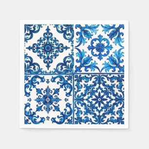 Italian style,Mediterranean,mosaic,blue, Napkin