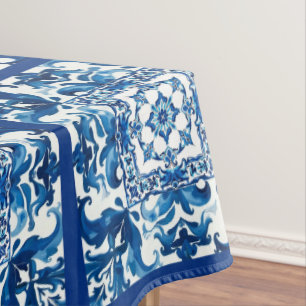 Italian style,Mediterranean,mosaic,blue, Tablecloth