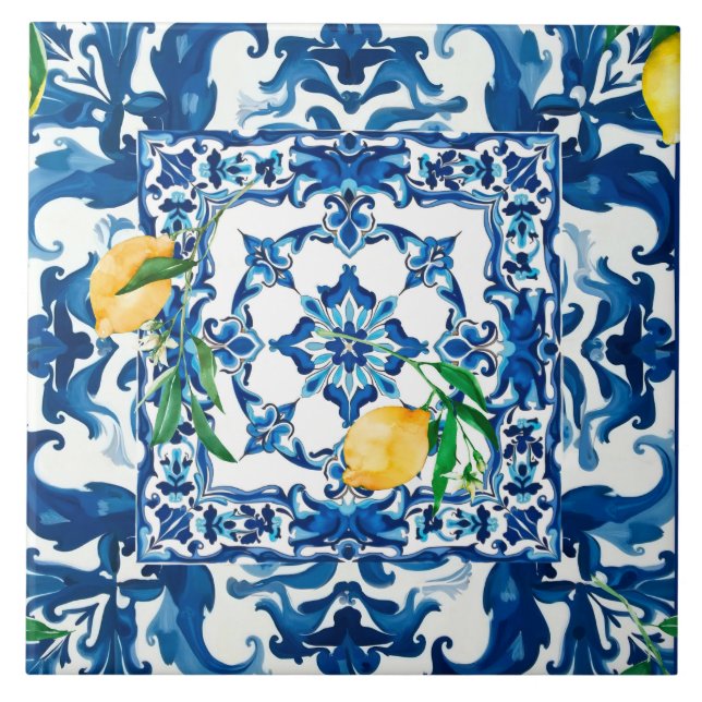 Italian style,Mediterranean,mosaic,blue, Tile (Front)