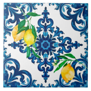 Italian style,mosaic,blue,lemon, tile