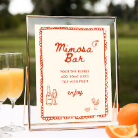 Italian Style Orange Hand Drawn Mimosa Bar