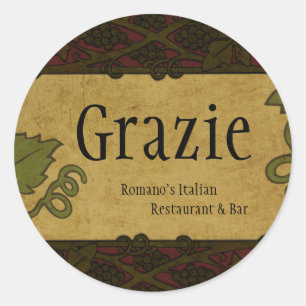 Italian Style - Restaurant/Store Add Round Sticker