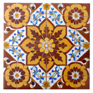 Italian Style Simulated Mosaic Red and Gold Tile