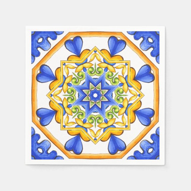 Italian style,tiles,majolica All-Over Print Napkin (Front)