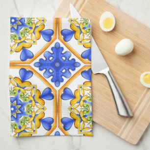 Italian style,tiles,majolica All-Over Print Tea Towel