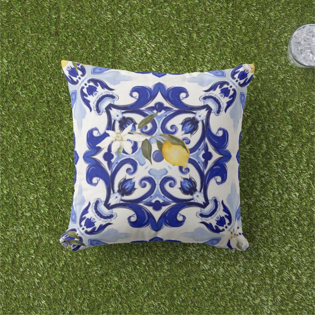 Italian style,tiles,majolica,lemon ,All-Over Print Cushion (Grass)