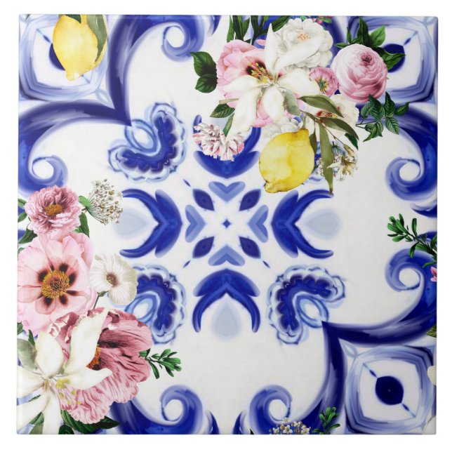 Italian style,tiles,majolica,lemon All-Over Print Tile (Front)