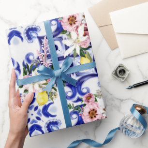 Italian style,tiles,majolica,lemon All-Over Print Wrapping Paper